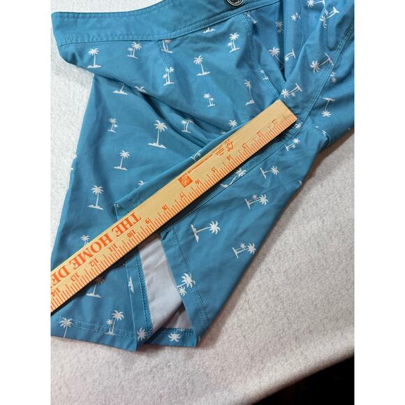 Maui & Sons Men Board Shorts Blue with Palm Trees Black Shark 4 Way Stretch 38 - Picture 7 of 14